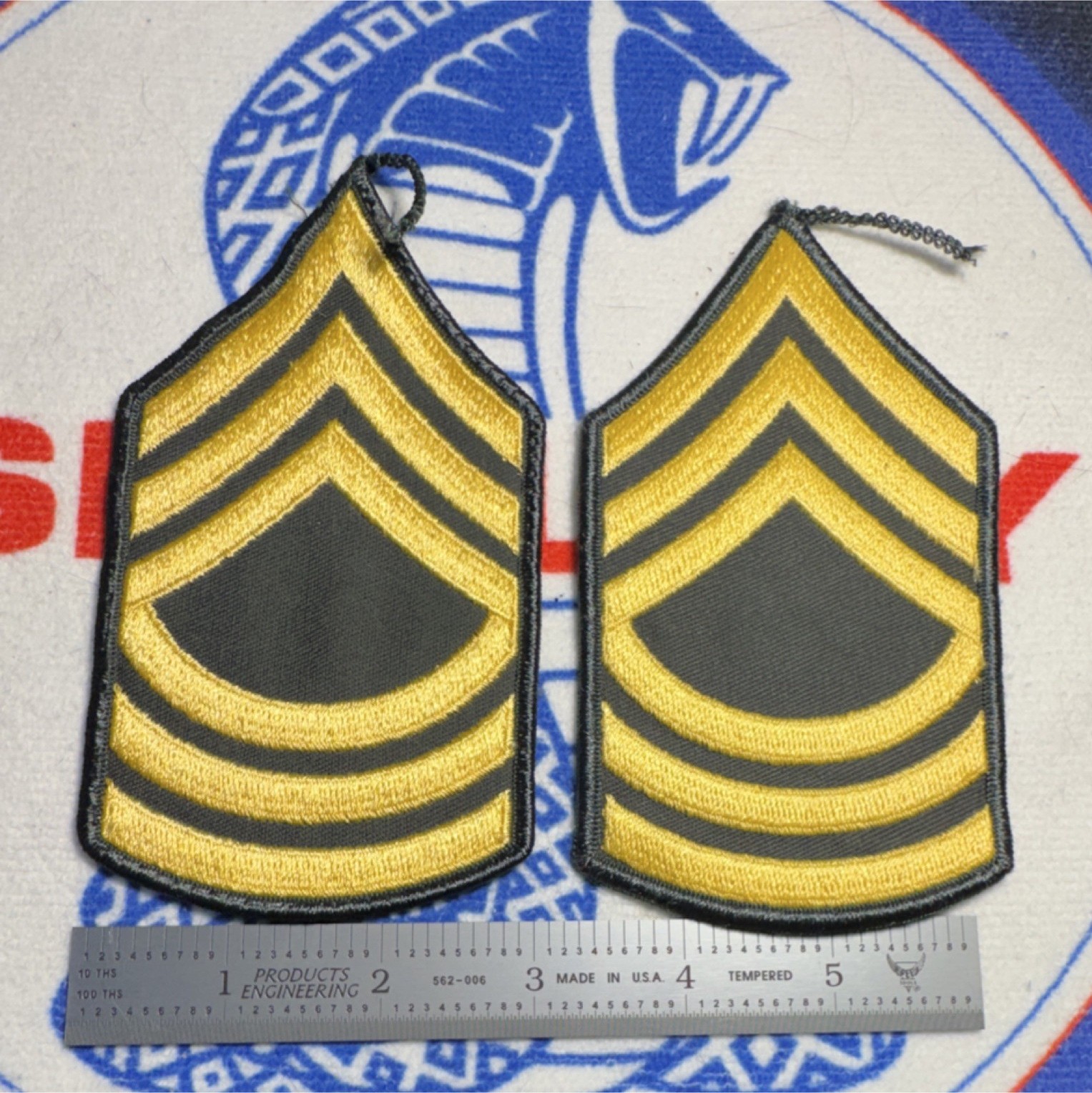 Army Master Sergeant E8 MSG Patches Gold and Black Set of 2 (1.3.5)