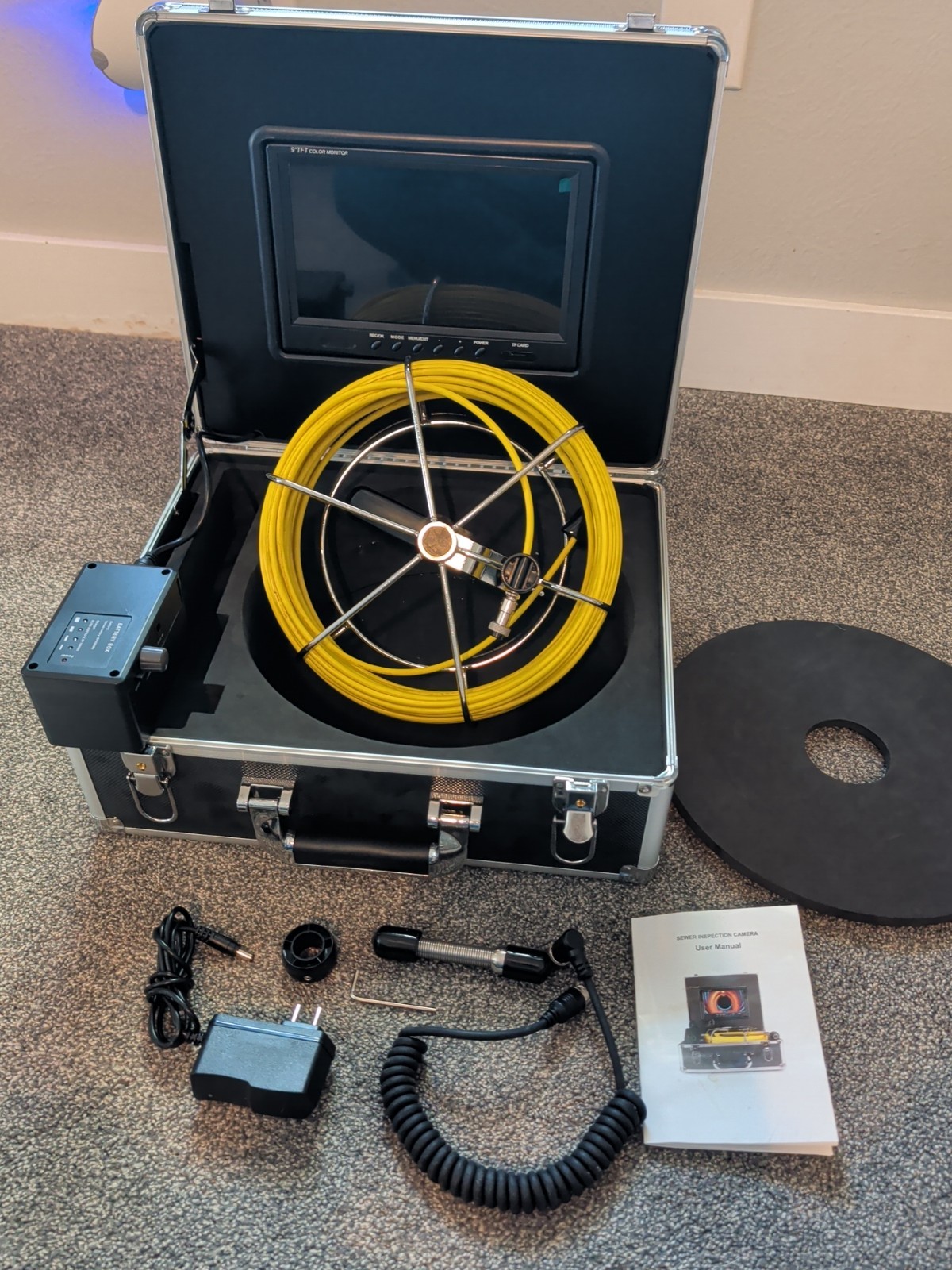 Sewer Inspection Camera With 9" Color Monitor And Carrying Case