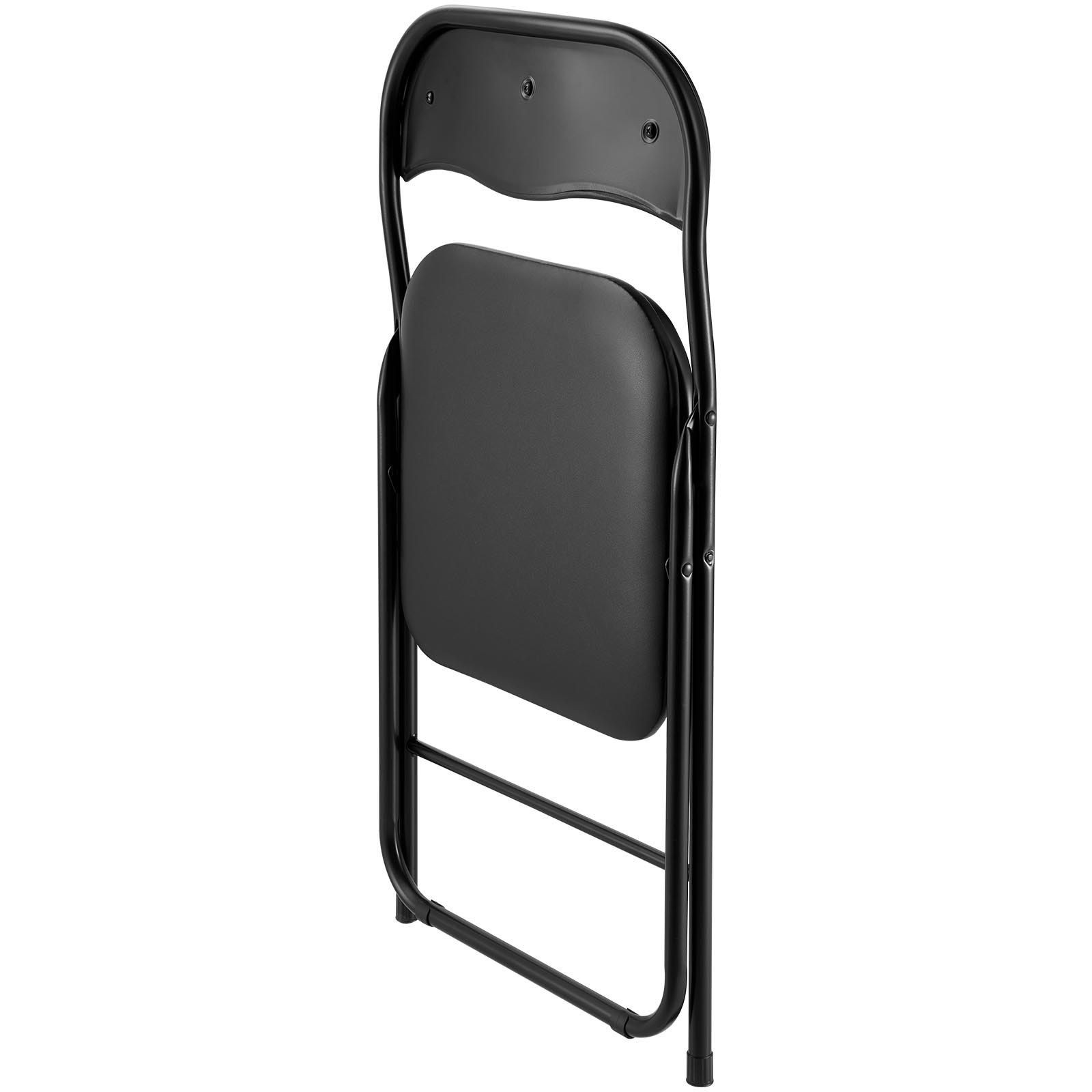4 Pack Leather Folding Chairs - Portable Black Padded Cushion Seats