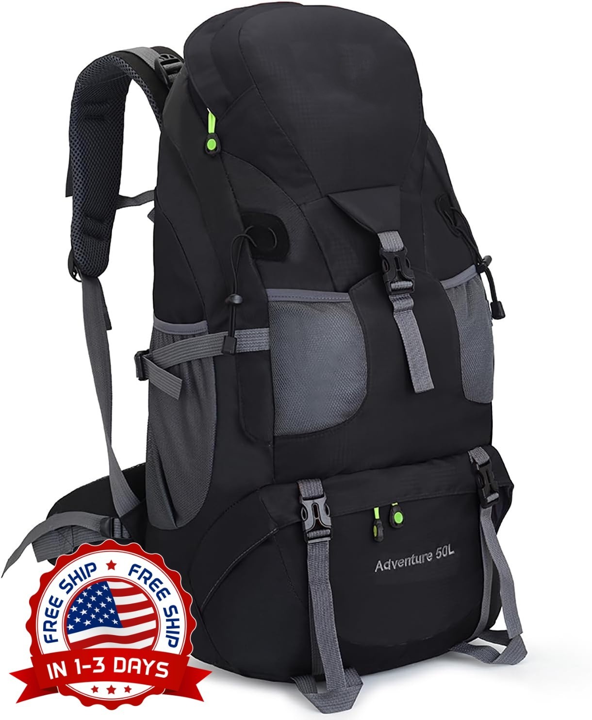 Mochila de senderismo 50L impermeable ligera para camping viajes al aire libre