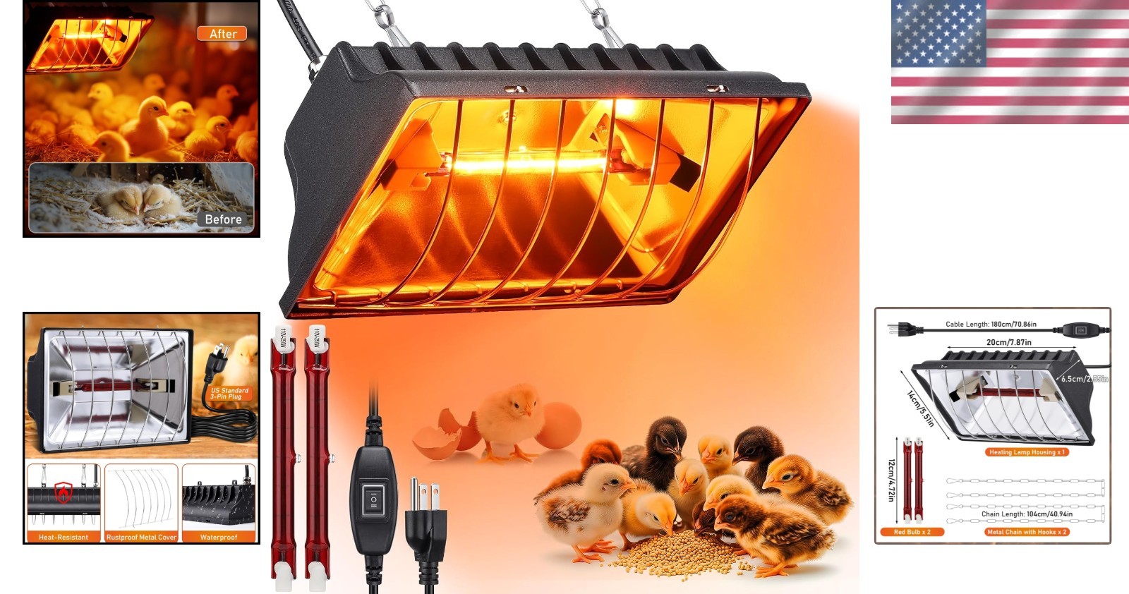 Versatile 250W Chicken Brooder Heater for Indoor Use - Easy Setup & Safety