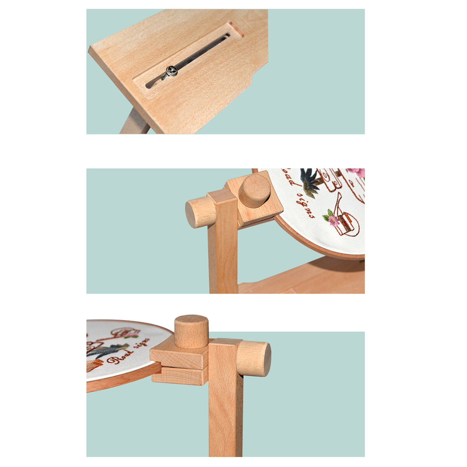 Adjustable Wood Frame Embroidery Lap Stand Stitch Cross Rack Needlework Holder