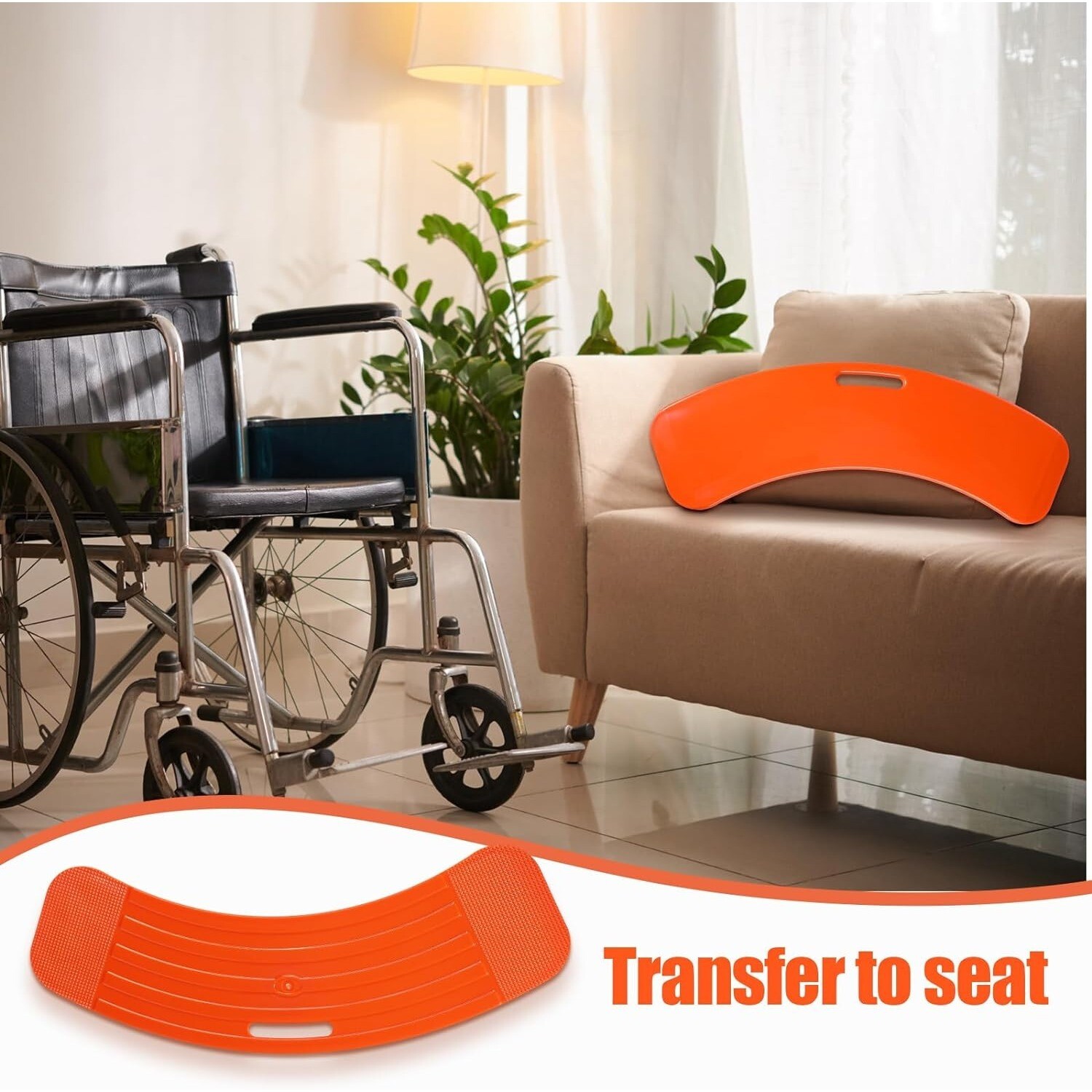 Beeveer Slide Board with Handles – Patient Transfer Assist Device 330 lb, Orange