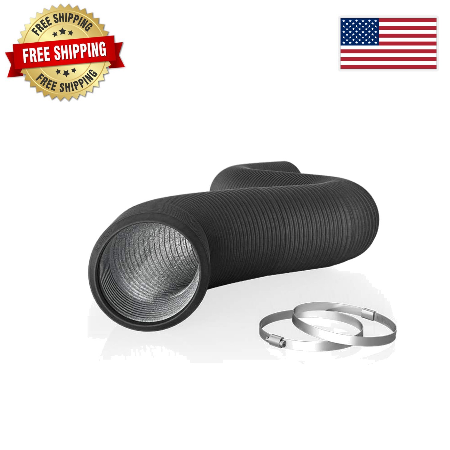 Flexible 4-Inch Aluminum Ducting - 8 Feet with Heavy-Duty Four-Layer Protection