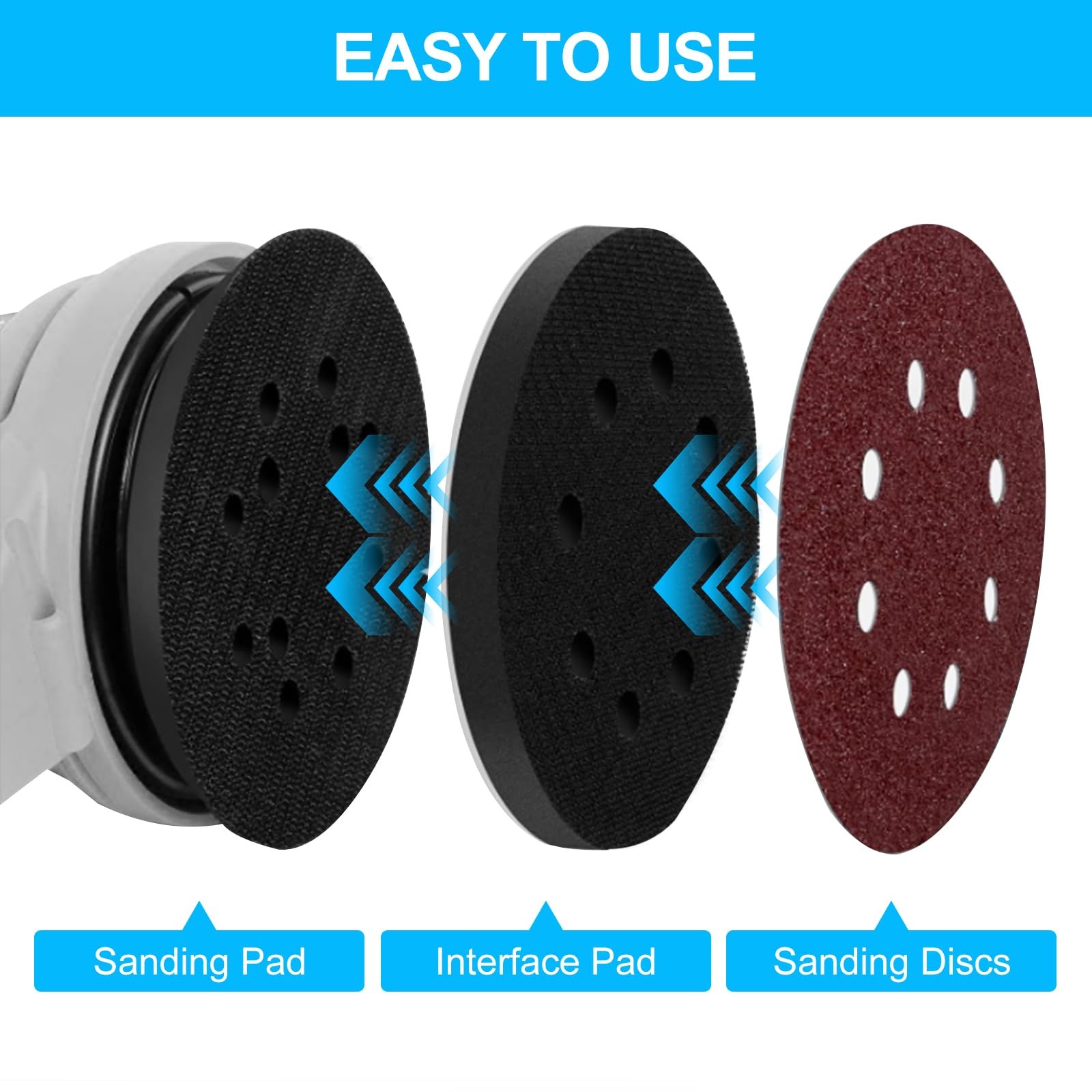 5 Pack 5 Inch Soft Sponge Interface Pad for Sanding Pad Hook&Loop Sanding Discs
