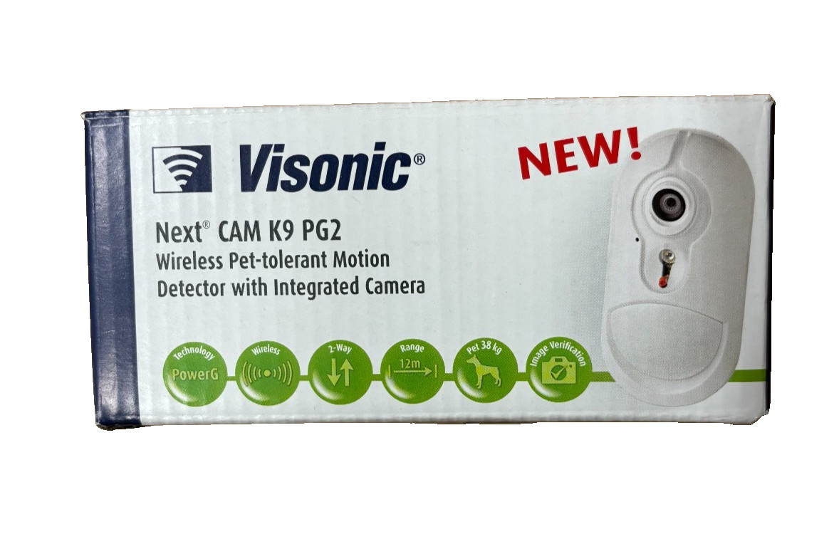 Visonic NEXT CAM K9 PG2 Wireless Pet PIR Motion Detector with Integrated Camera