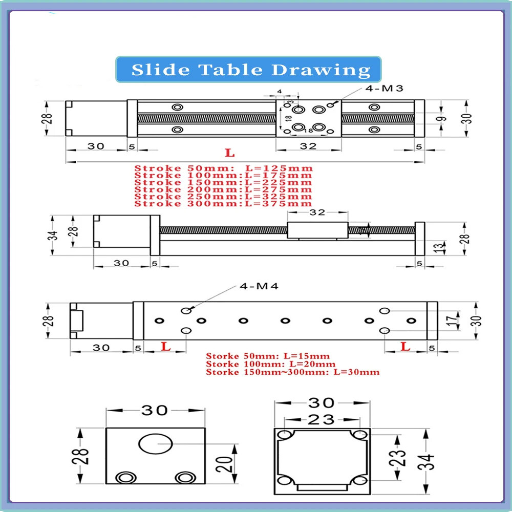 CNC Mini Motorized Slide Table Linear Guide Rail Stage Nema11 Motor Drive Kit