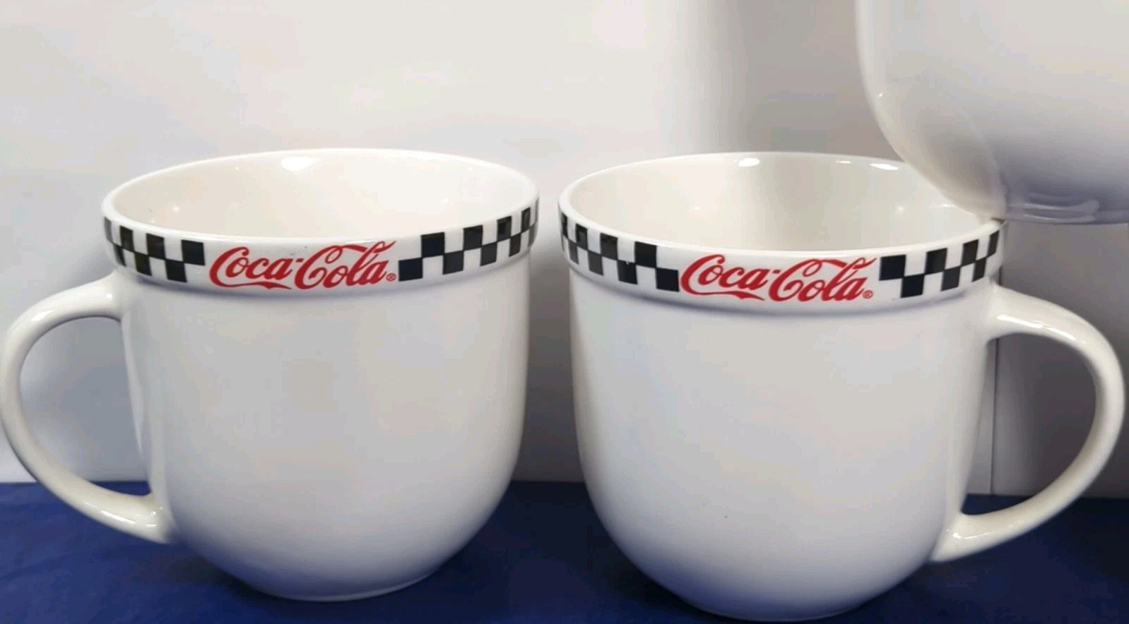 COCA-COLA Coke 4 COFFEE CUPS Black White Red Excellent Condition!!