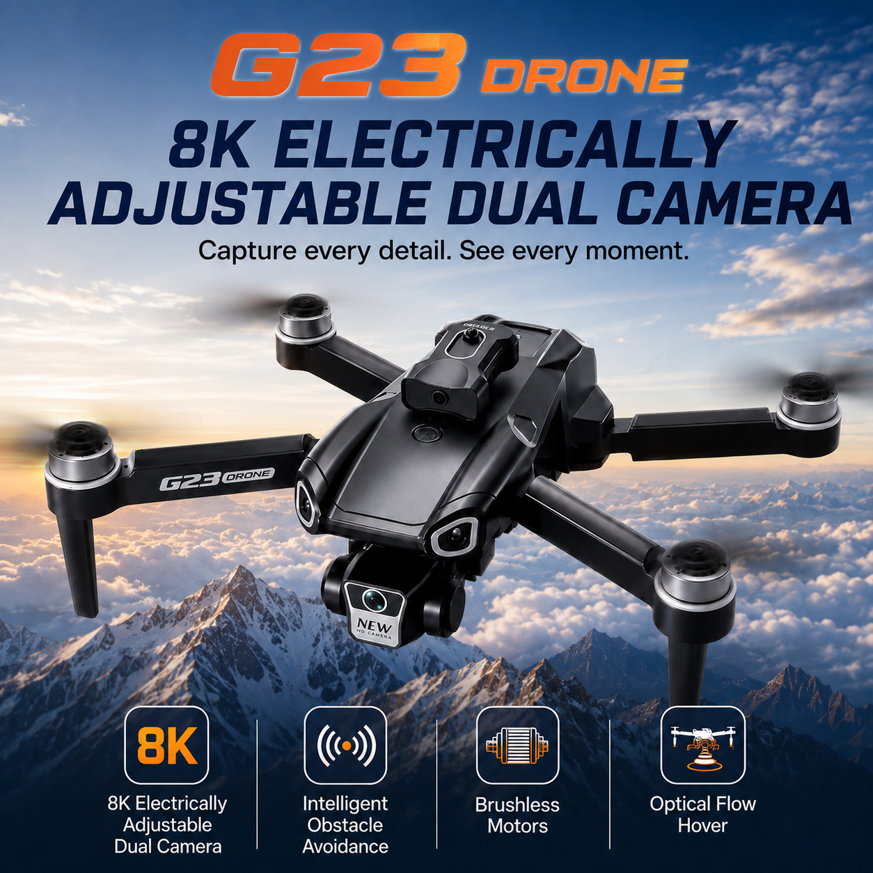 G23 8K Dual Camera Foldable Drone Brushless Motor Obstacle Avoidance WiFi FPV