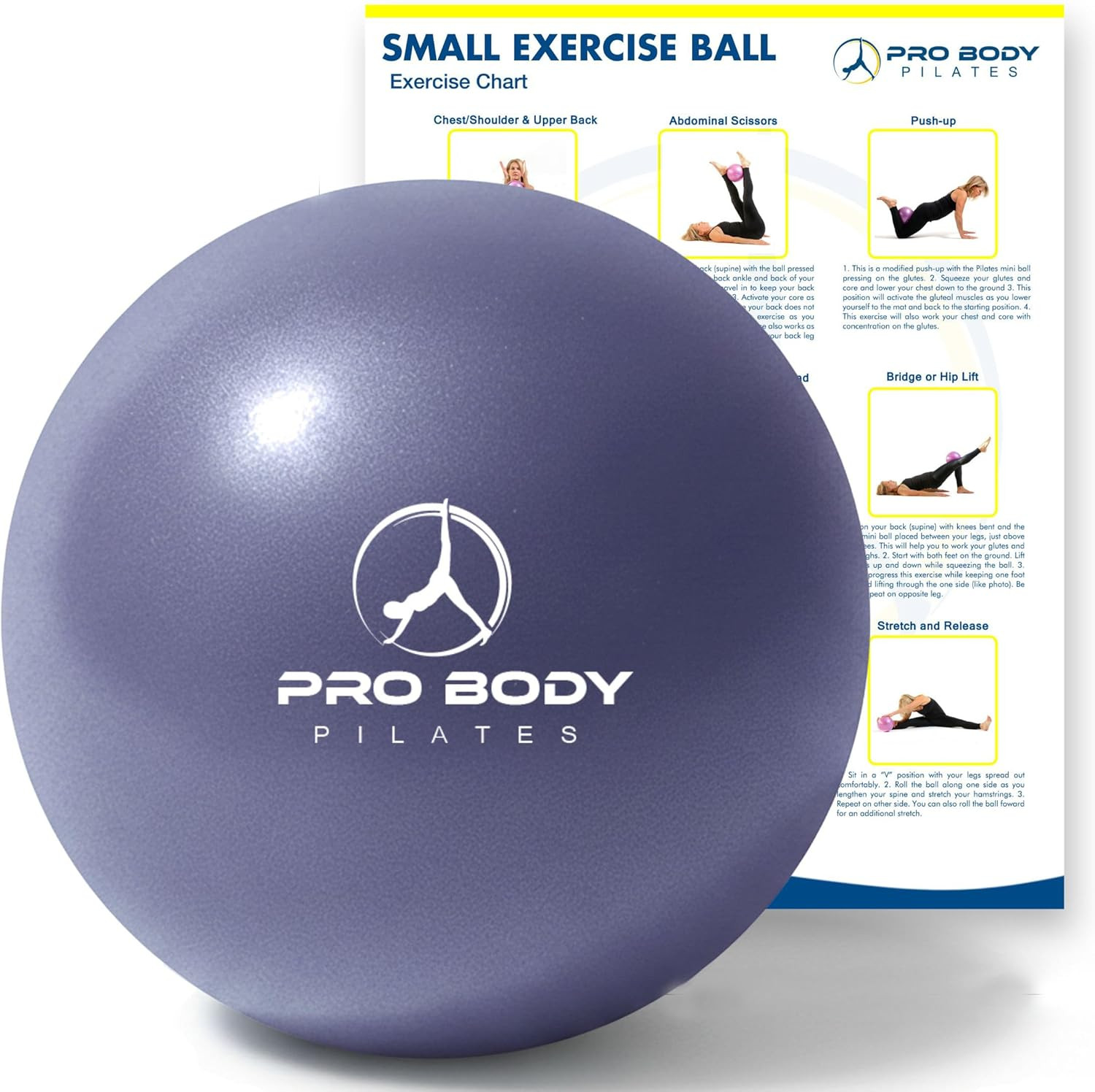 9 Inch Pilates Ball - Small Exercise Ball for Stability, Core, Barre, Yoga