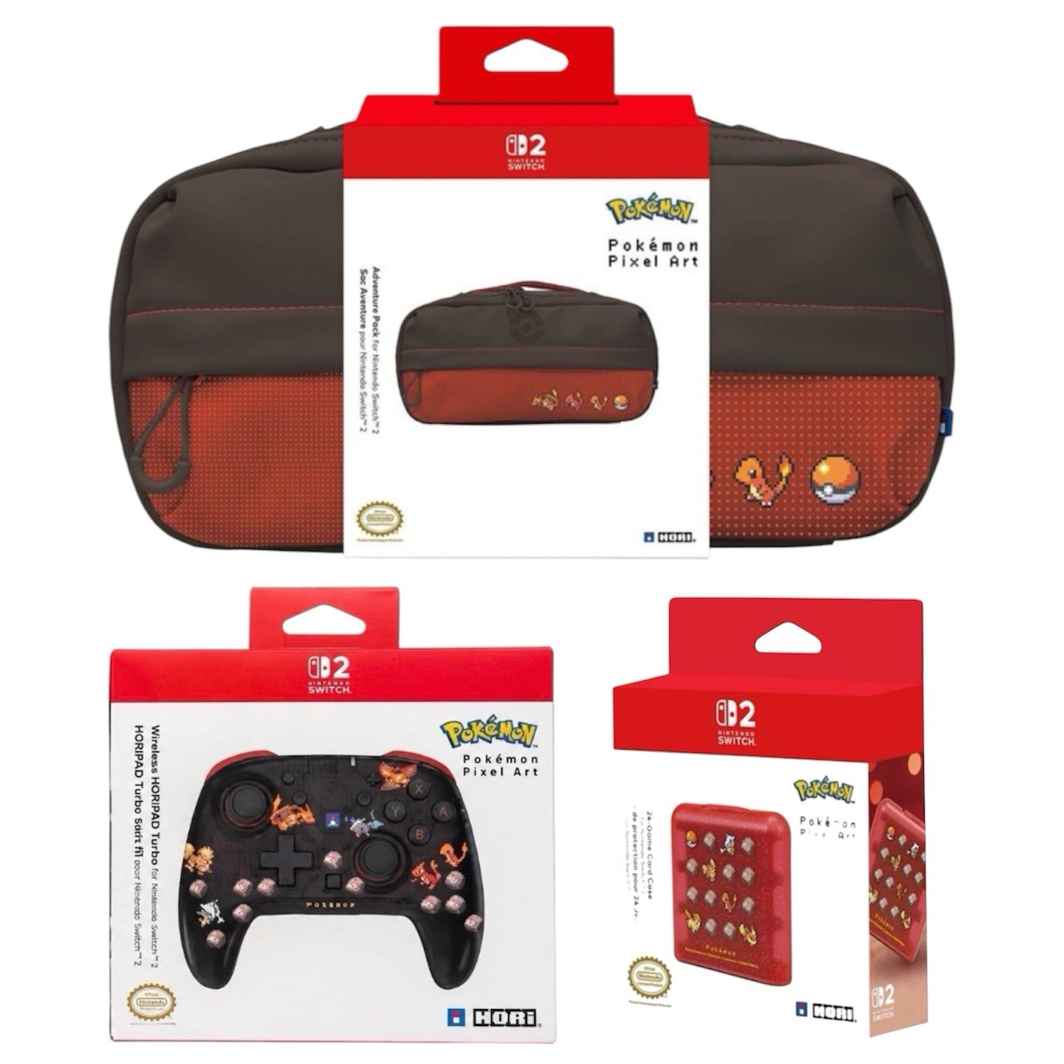 Hori x Pokemon Nintendo Switch 2 Pixel Art Bundle Horipad, Game Case, Pouch NEW