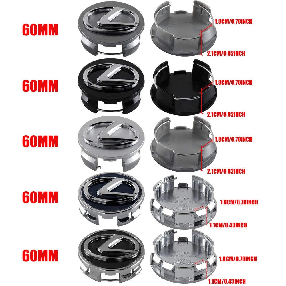 4PCS 60mm For Lexus FSPORT LBX NX RX 350h 450h ES UX 300e GS GX IS Car Wheel Tir