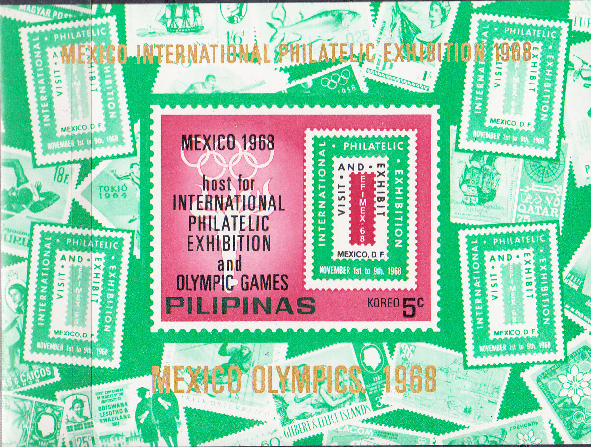 W PHILIPPINES Y1968 (10v) MEXICO OLYMPIC PHIALTELIC EXHIBITION UNAUTHORIZED SS
