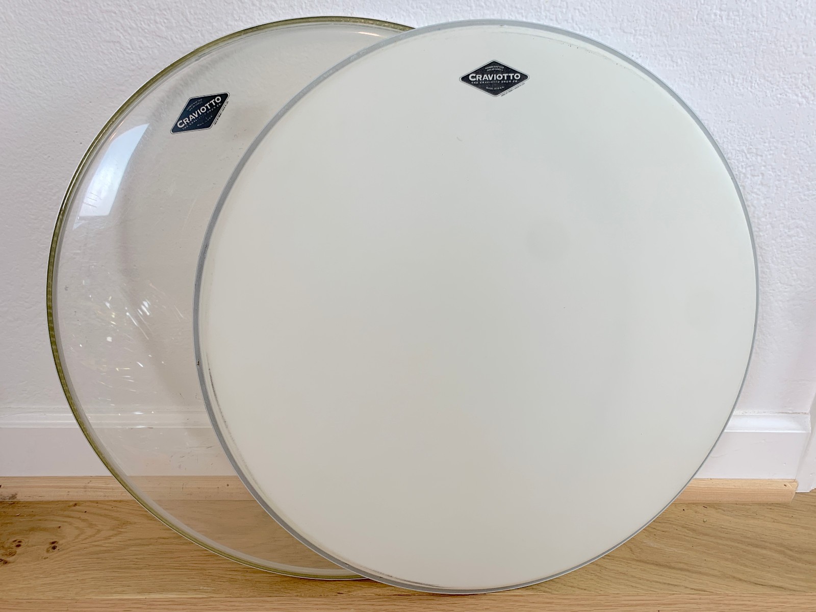 CRAVIOTTO Lot of 2x 18" Floor Tom Drum Head Factory Logo Stock Clear/Coated New