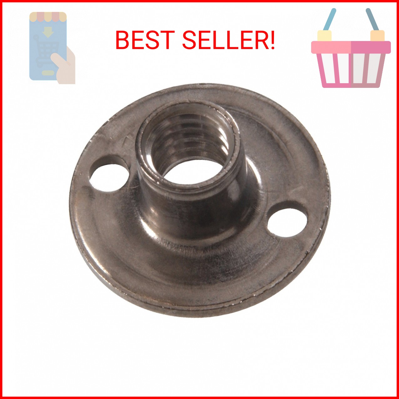 Hillman 4143 Stainless Round Base Tee Nut (#10-24 x 9/32" x 3/4"), Stainless Ste