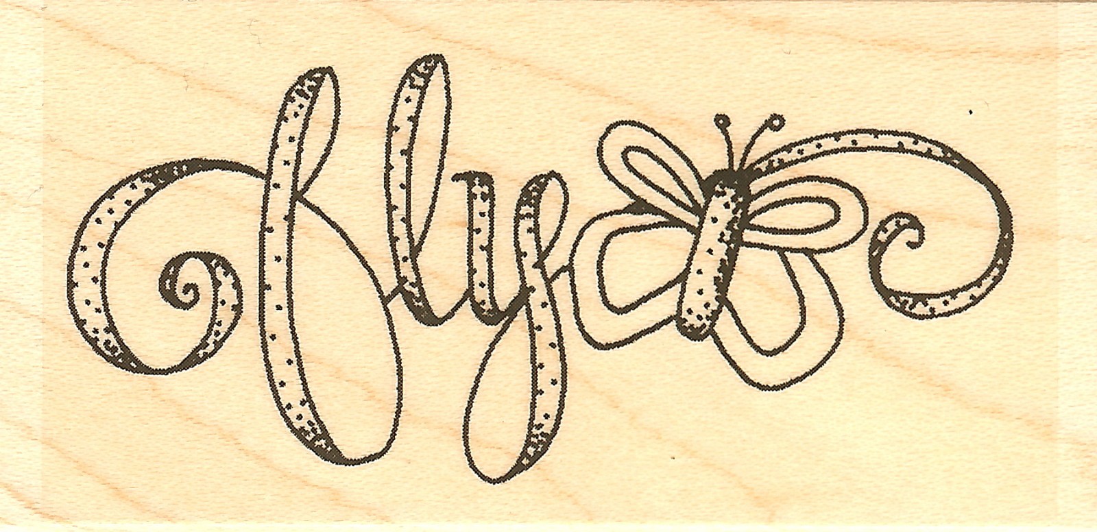 Butterfly And Text, Wood Mounted Rubber Stamp IMPRESSION OBSESSION - NEW, C19103