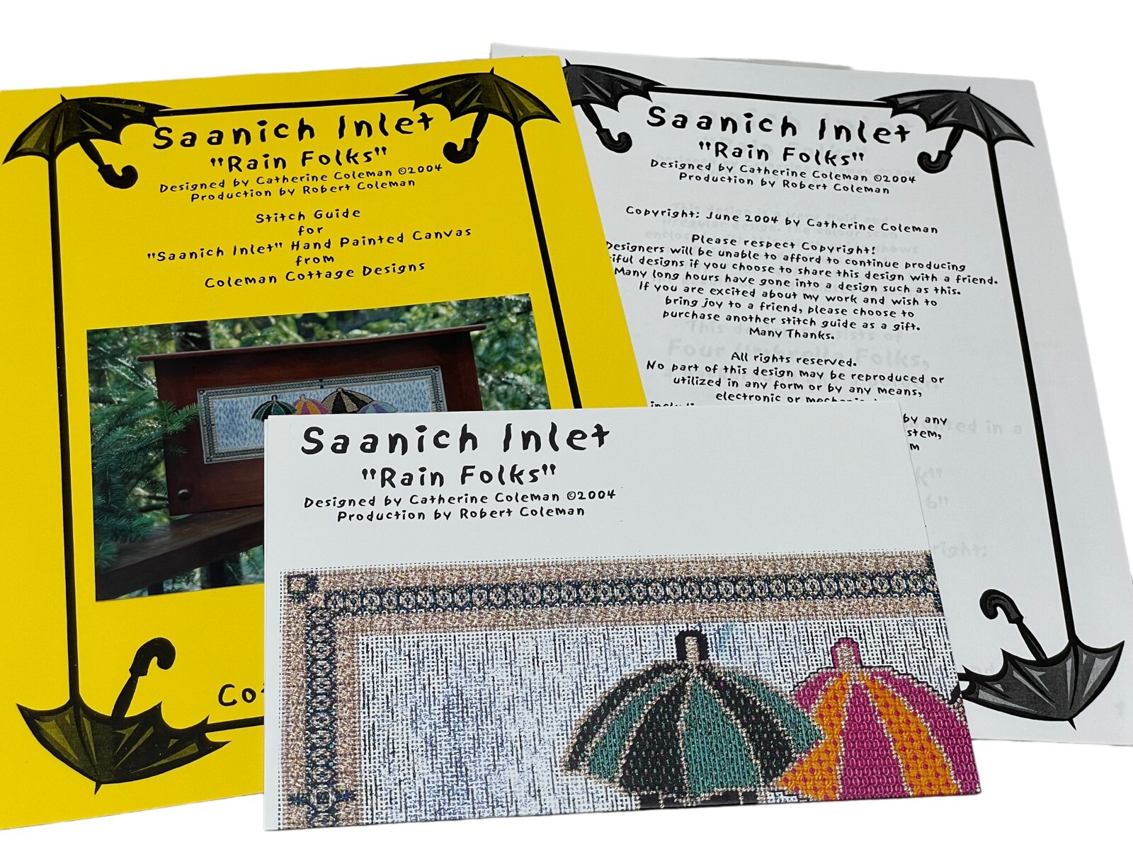 Saanich Inlet "Rain Folks" Needlepoint Pattern Coleman Cottage Designs