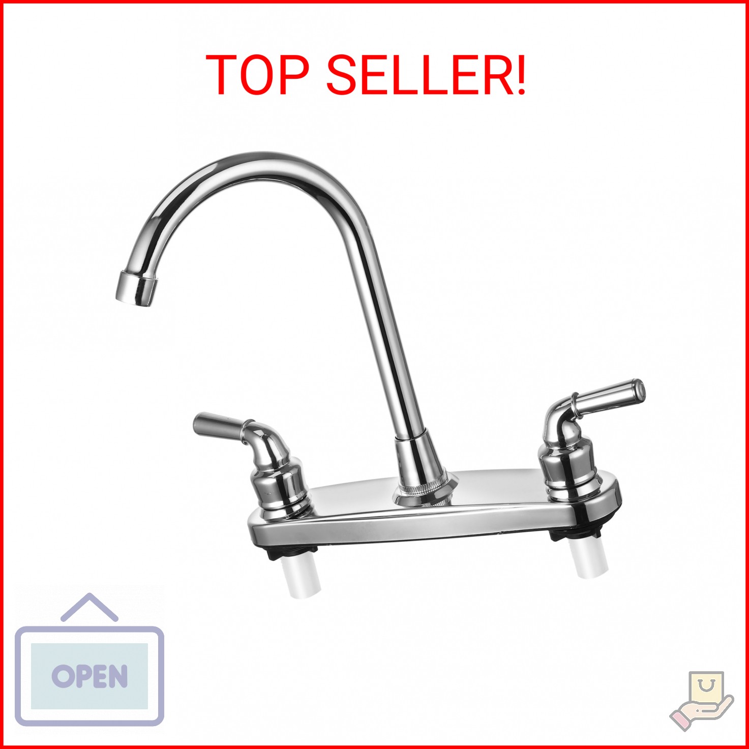 RV Non-Metallic Kitchen Faucet Two Handle-8" Main Body-High Arch-360 Swivel Repl