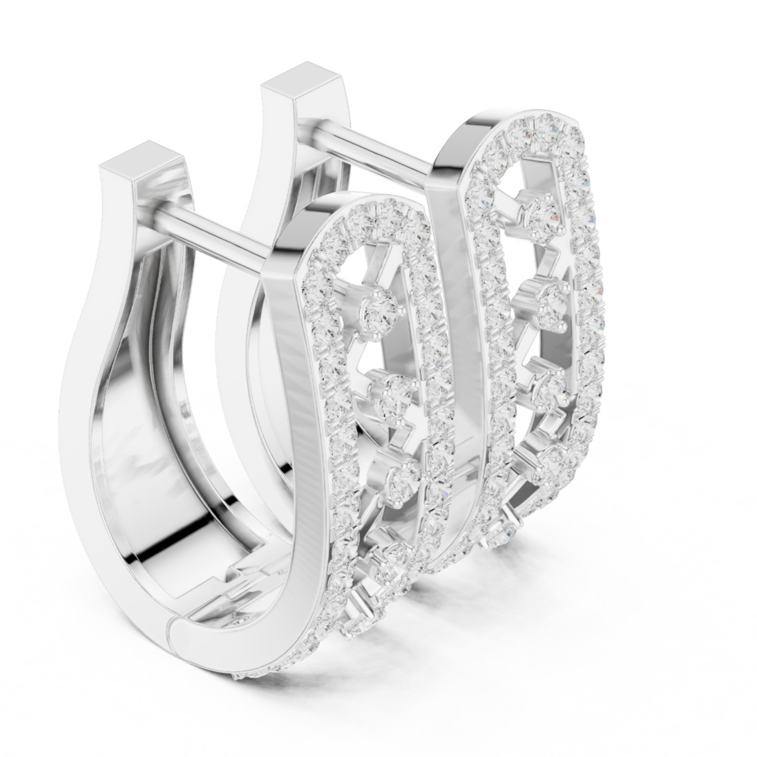 Certified Natural 72 Pc Diamond Wedding Hoop Earrings For Women 14K Gold Over