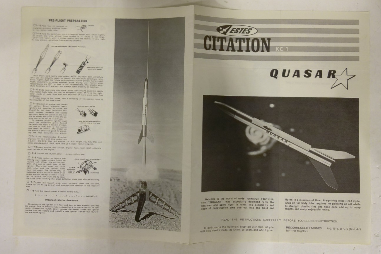 ESTES Citation KC 1 QUASAR Instructions ONLY