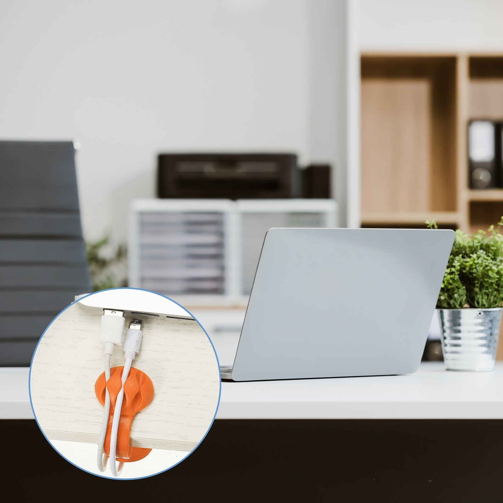 Cable Clips, 6 Pcs Desk Cord Organizer Wire Holders, Orange