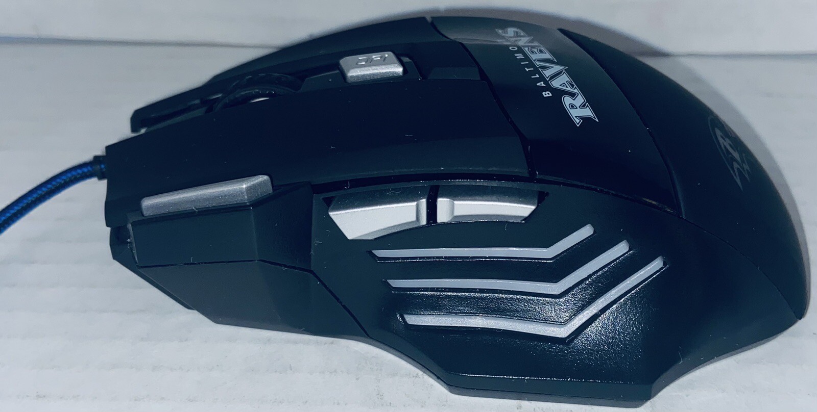 BALTIMORE RAVENS GAMING WIRED MOUSE MODEL RGX-M2-BLK 7200DPI 7 BUTTON 5V 100mA