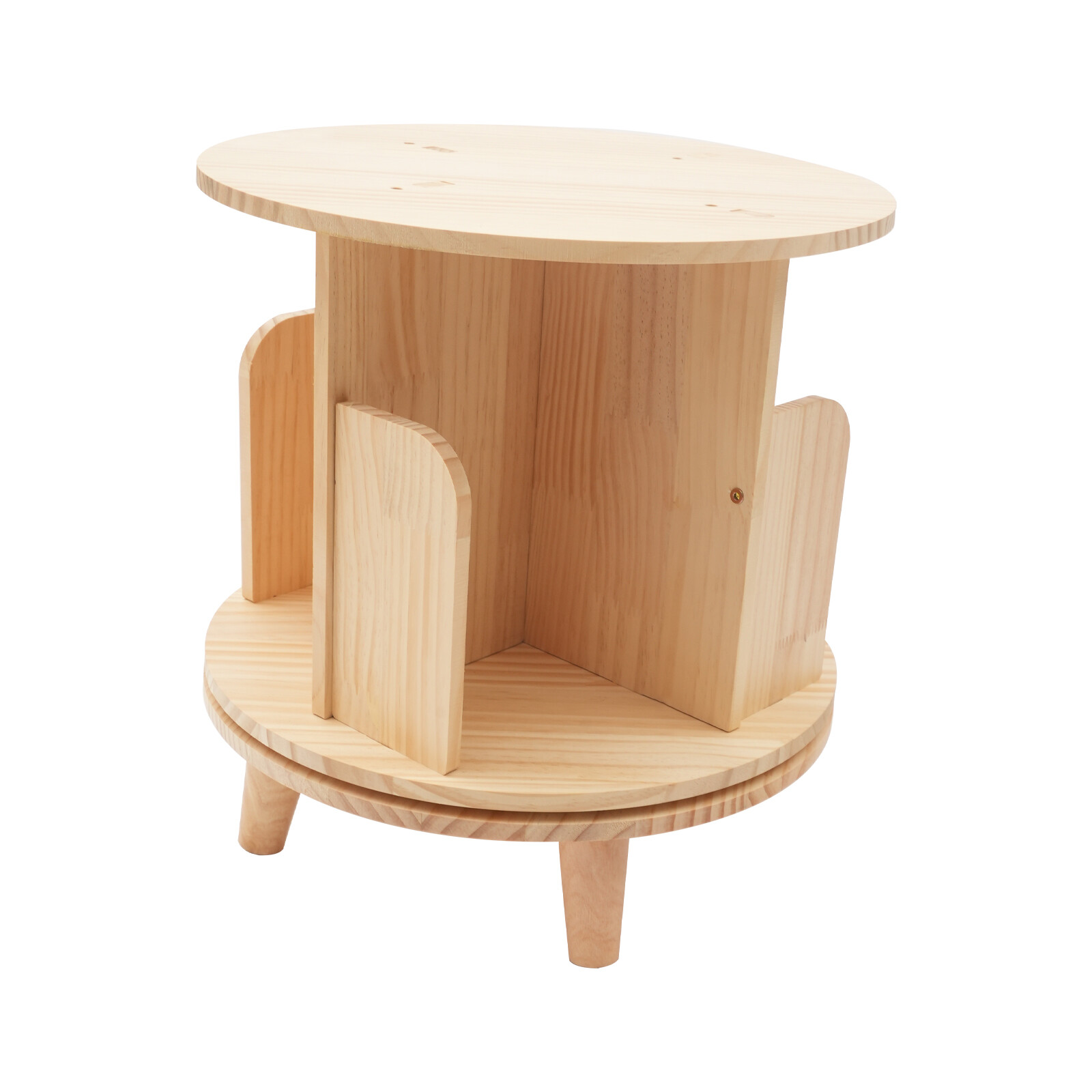1-tier Floor Standing Solid Wood Single-layer Rotating Bookshelf 31cm H Bookcase