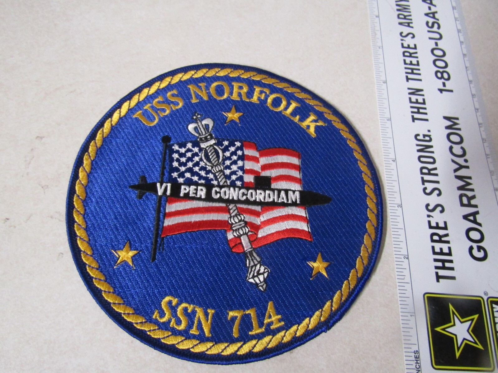 MILITARY PATCH OLDER UNITED STATES NAVY USS NORFOLK SSN 714