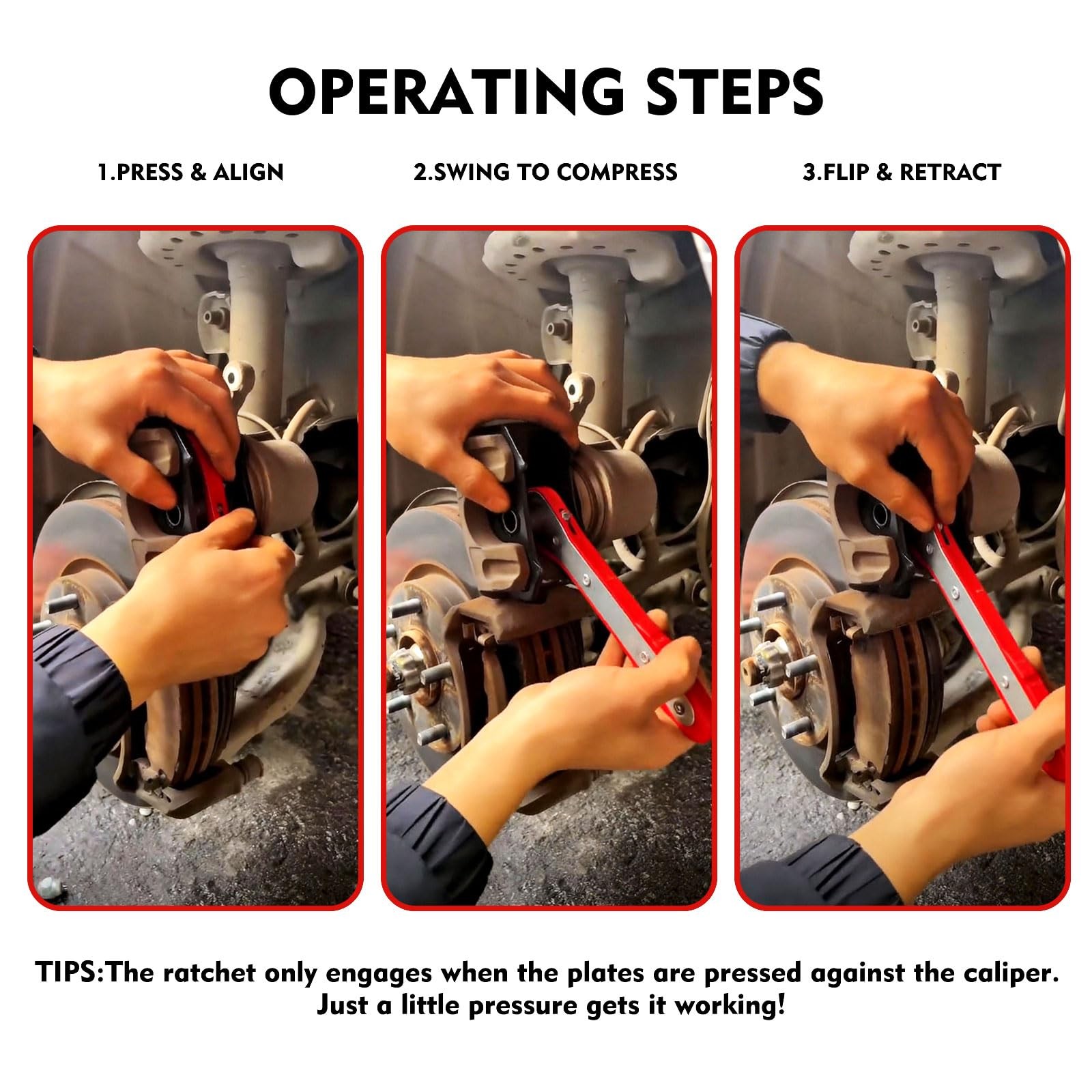 Mumicol Brake Caliper Compression Tool, 360° Ratcheting Piston Compressor, 2...