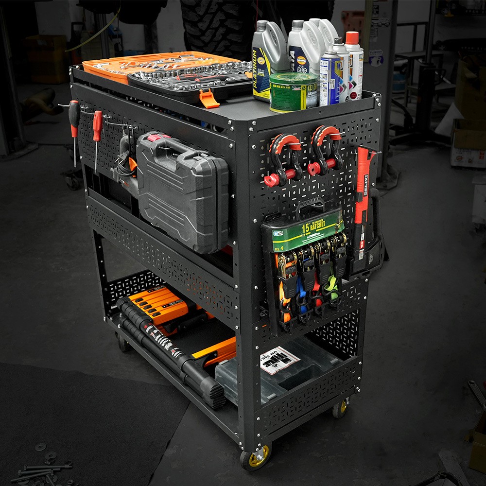 500-Lb Pegboard Foldable Rolling Tool Cart +Wheels Garage Organizer Tool Storage