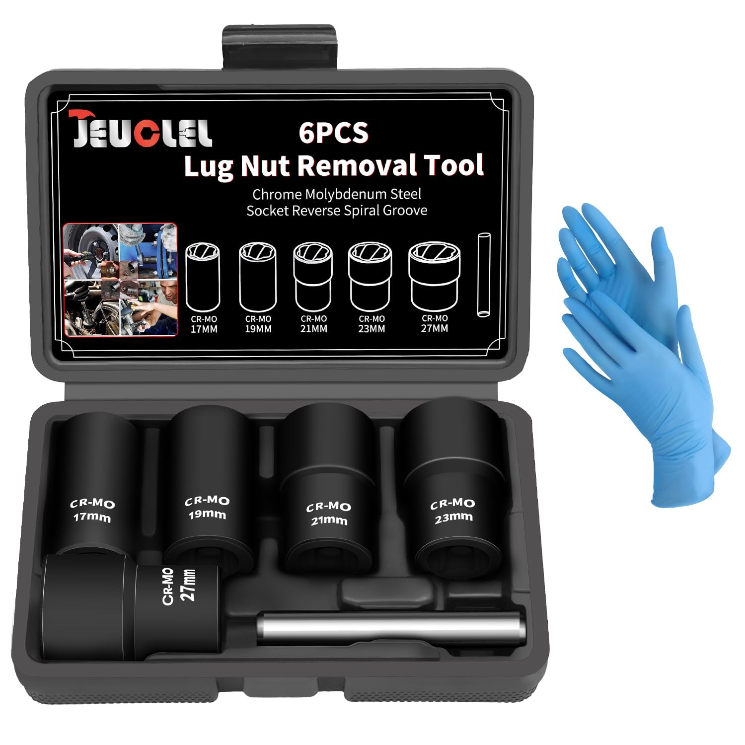 6PCS Twist Lug Nut Socket Set - 1/2 inch Drive Damaged Nut Lock Remover Extra...