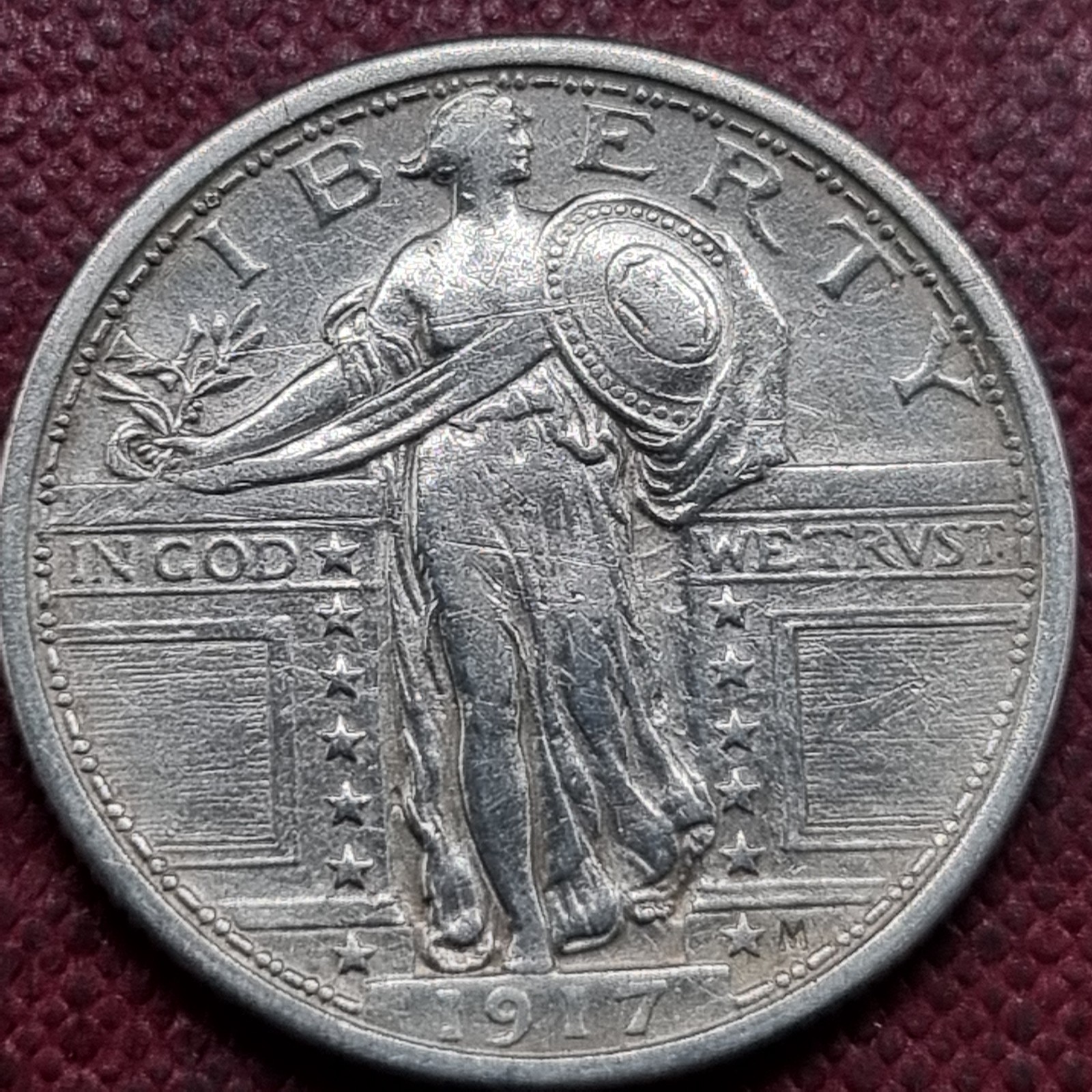 1917 Type 1 Standing Liberty Quarter 25c High Grade AU #103080