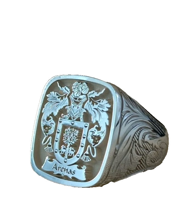 925 Sterling Silver Family Crest Coat of Arms Signet Ring Engraved Handmade Jewe