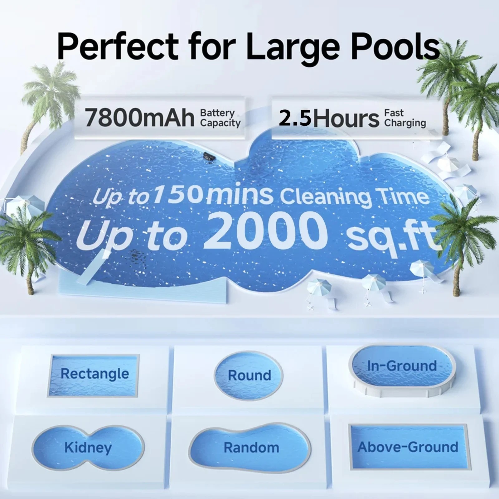 Seauto Robotic Pool Vacuum Cleaner for Inground Pools with AI Smart Navigation