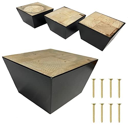 Furniture Legs Sofa Couch and Chair 3" Tall x 5" Extra Wide Wood Feet Replace...