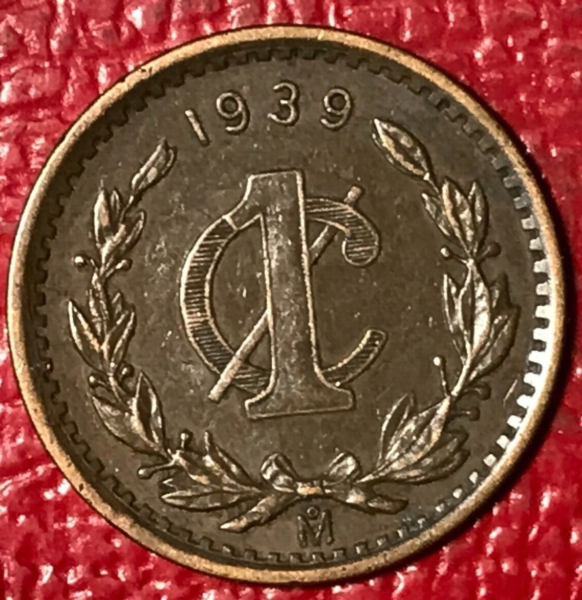 HIGH GRADE VF/XF 1939 M MEXICO MEXICAN 1 CENTAVO-MAY602