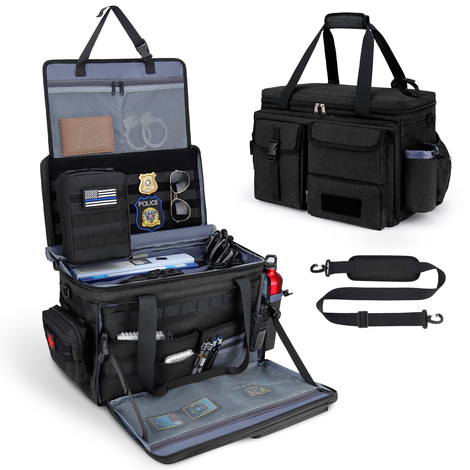 Patrol Bag Law Enforcement Police Gear Bag, 18 x 11.8 x 12.6 inches, Black