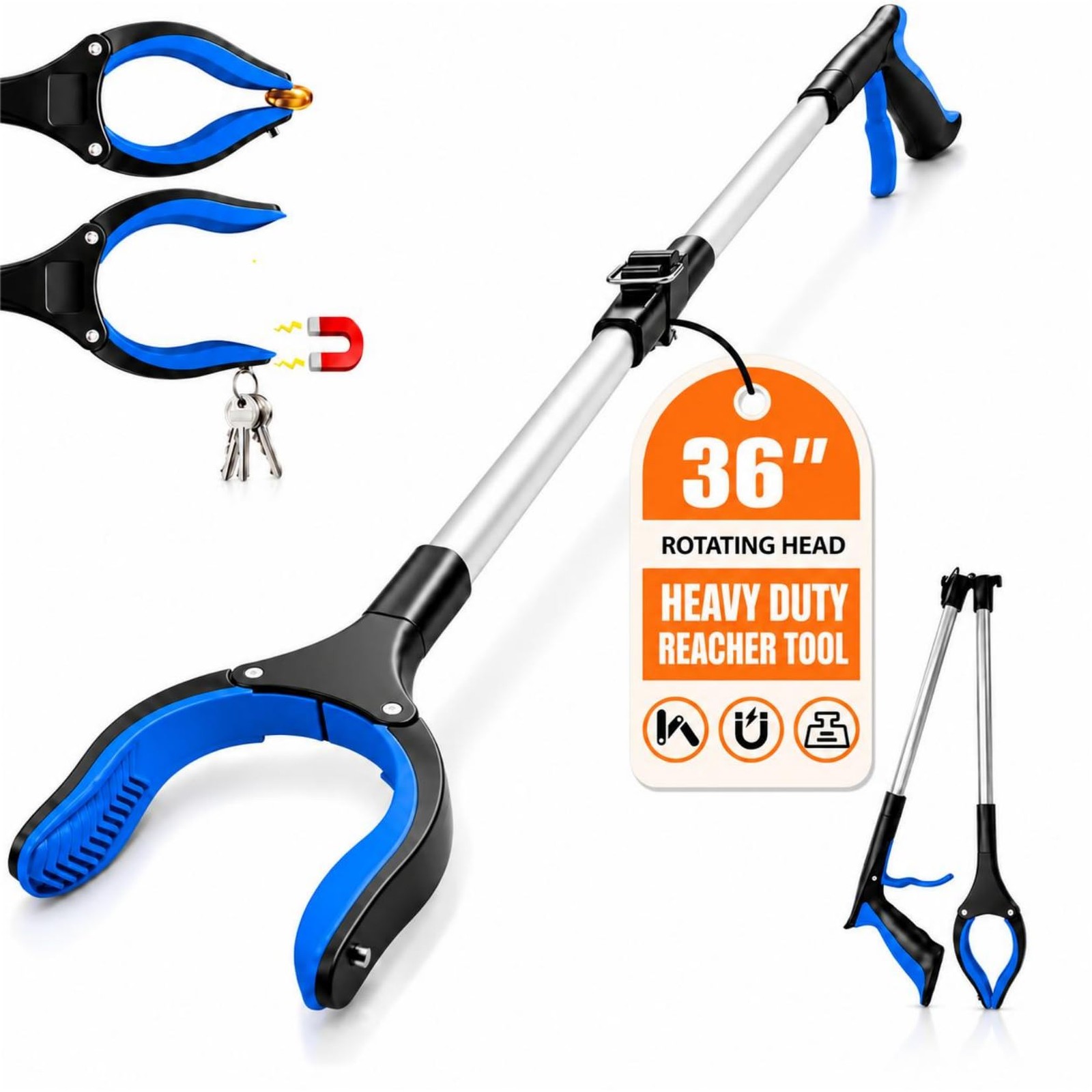 LEGENDONE 36" blue 1-Pack Grabber Reacher Tool