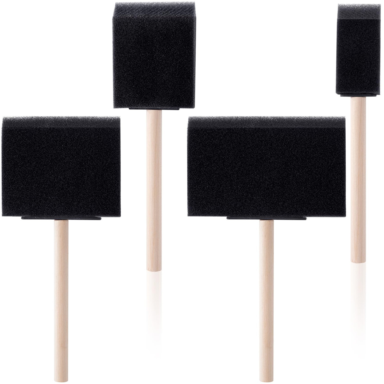 4Pcs 4 Sizes Foam Paint Brushes Sponge Paint Brush w/ Wooden Handle for Painting