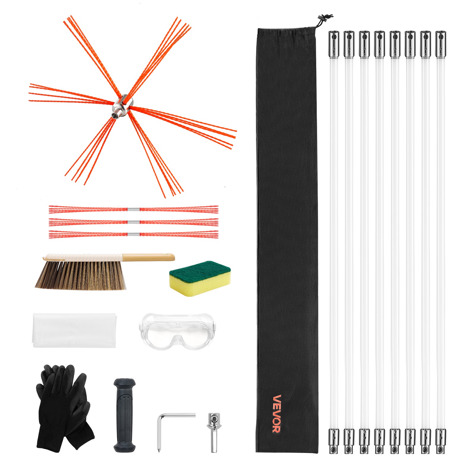 VEVOR Chimney Sweep Kit Fireplace Cleaning Tool Square Arch Rectangle Chimneys