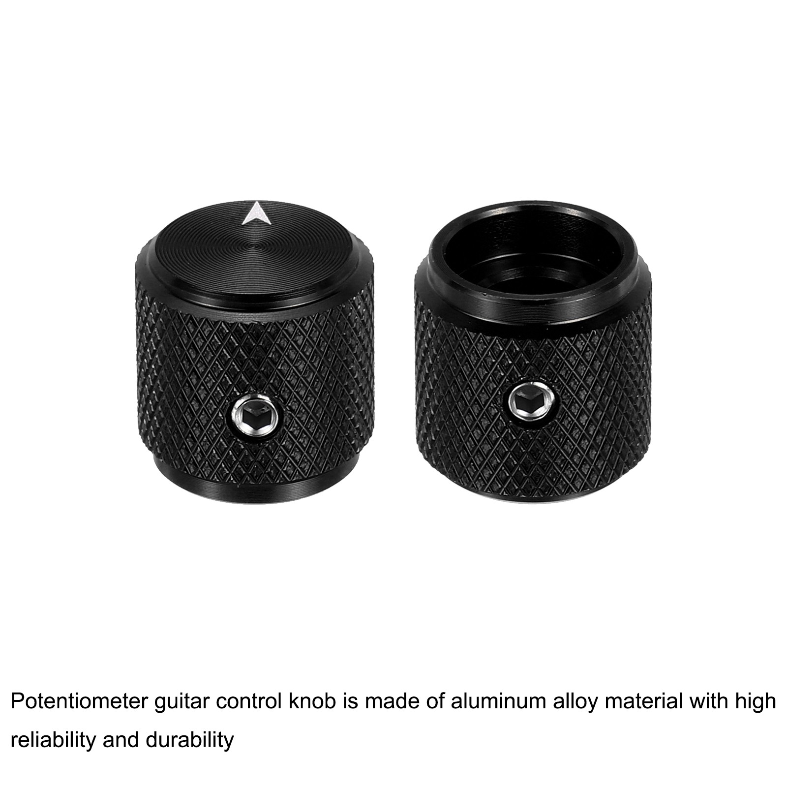 3 Pcs Aluminium Knobs, 1/4" (6mm) with Arrow Indicator, 1/2" Black