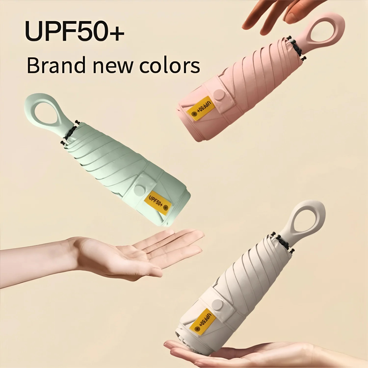 Mini vinyl sunscreen parasol folding small portable ring handle sun umbrella who
