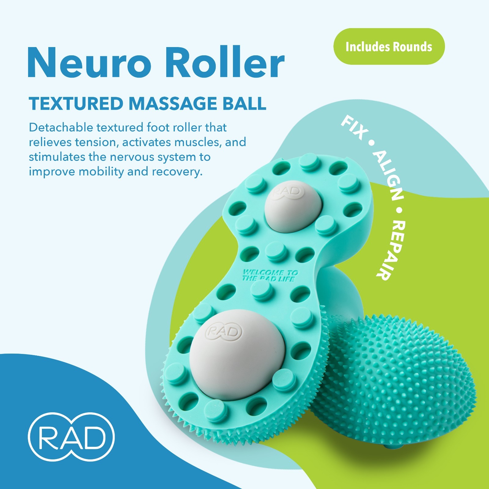 RAD Neuro Roller – Foot Roller & Textured Massage Ball for SMR NEW