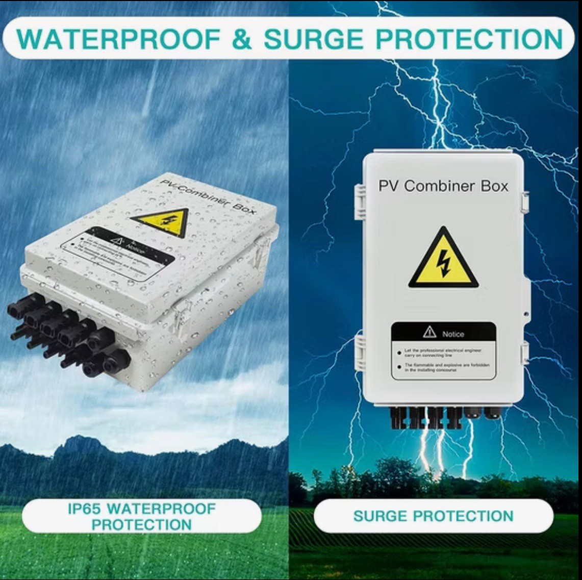 4 String PV Combiner Box 1000V DC 15A Solar Panel Junction Box 4in1