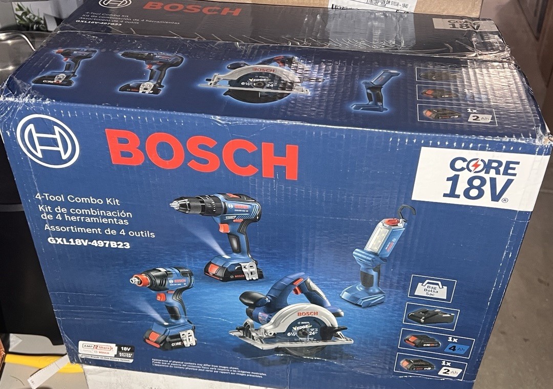 New Bosch 18V 4-Tool Brushless Power Combo Kit+2 Batt+Case+Charger GXL18V-497B23