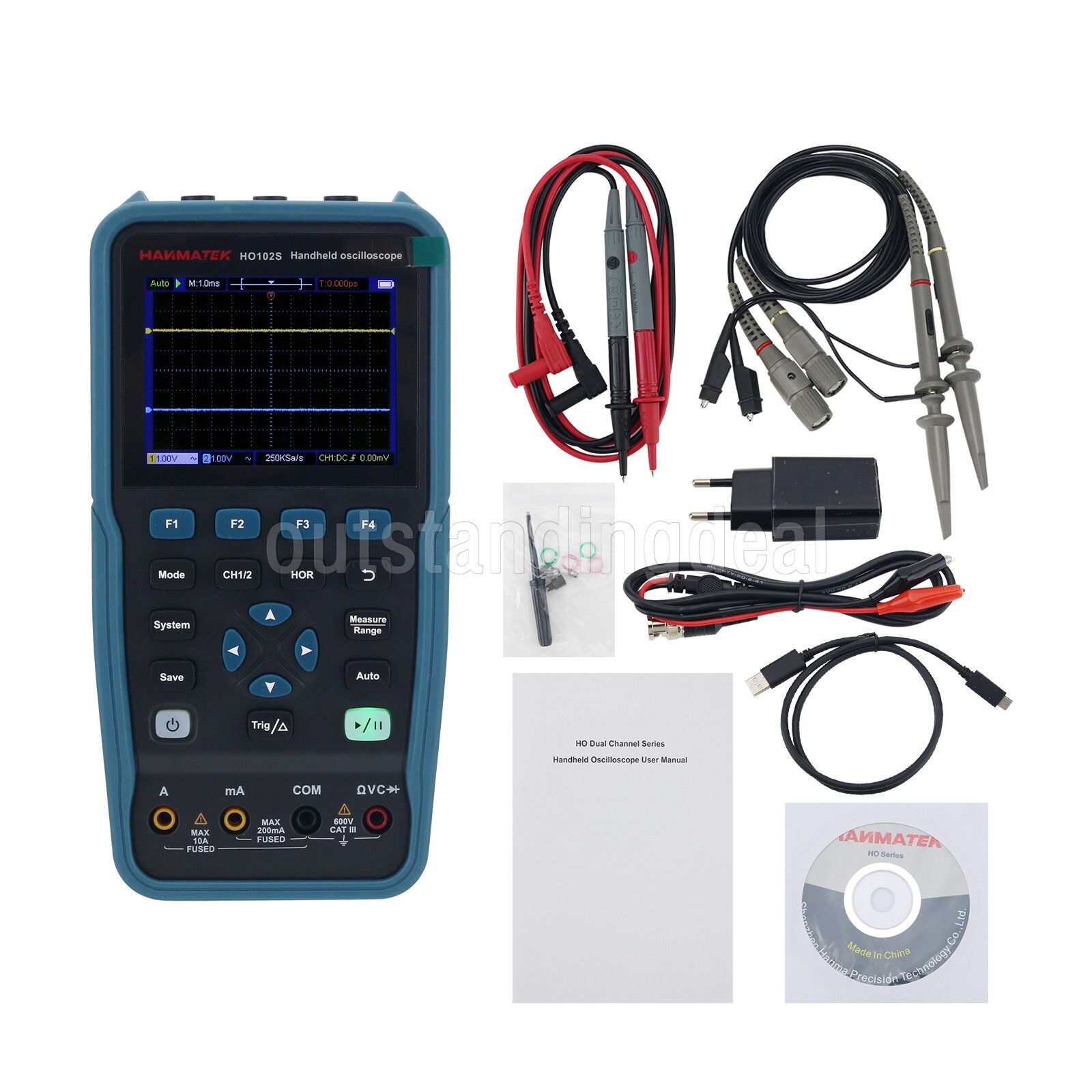HO102S 100M Digital Oscilloscope 3 in 1 Dual Channel Oscilloscope Multimeter ot2