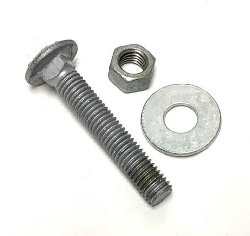 1/2-13 X 6 Hot Dipped Galvanized Carriage Bolts With Nuts & Flat Washers