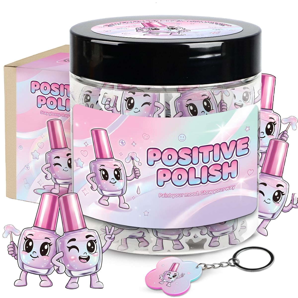 Positive Nail Polish Affirmation Jar, 60 Medium, Jar