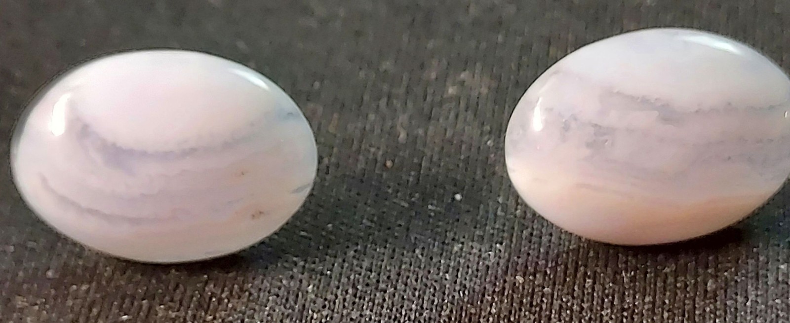 Vtg Polished Agate Oval Shaped Pierced Post / Stud Earrings - AS IS - No Backs