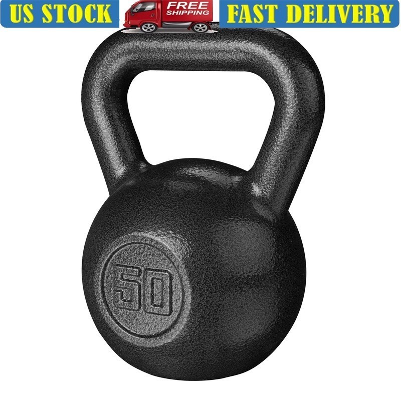 50lb Cast Iron Kettlebell Ergonomic Handle AntiSlip Fitness Gym Equipment New